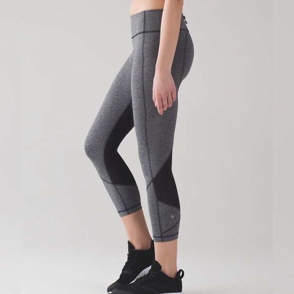 Lululemon Pace Rival Crop 22” Heathered Black size 4 - Picture 1 of 10